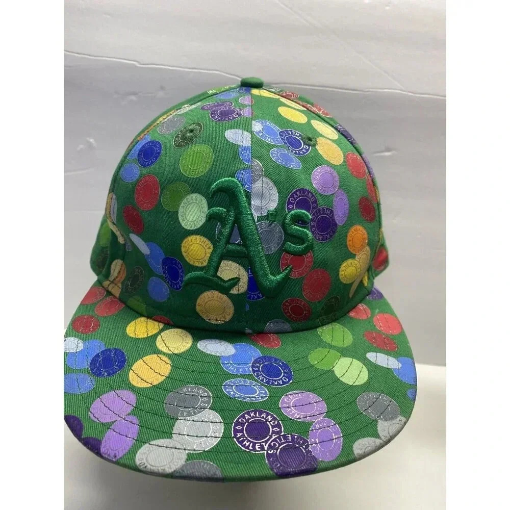 Athletic's A's 59FIFTY Men's Fitted Cap Green with Tokens Size 7 1/2